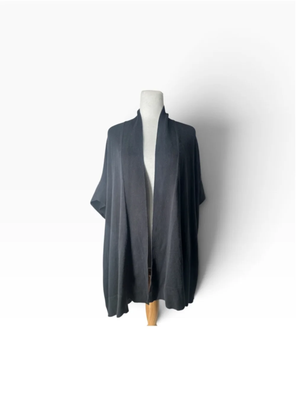 Eileen Fisher knit cardigan open front sweater light weight black oversized sz M